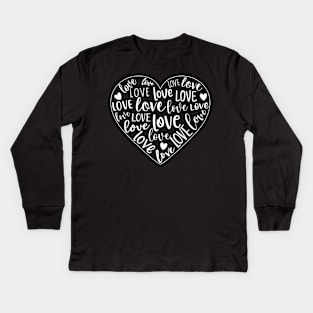 Love heart, heart shape filled with words Kids Long Sleeve T-Shirt